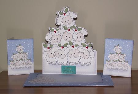 3D Xmas Lambs Shaped Card with Decoupage by Lady Rosemary Warboys