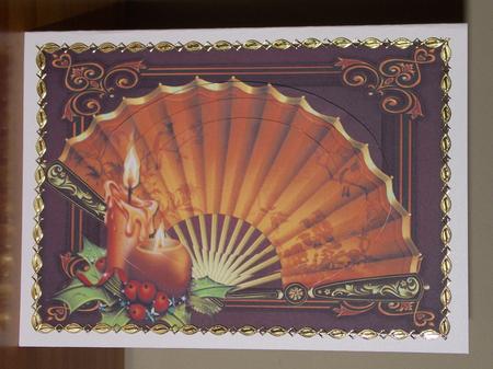 Golden Christmas Candles & Fan Oval Pyramid by Lady Rosemary Warboys