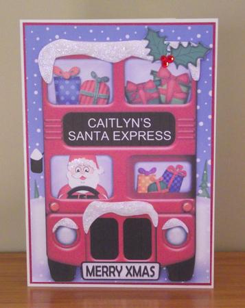 Xmas Santa Express Caitlyn A5 Quick Card N 3D Decoupage by Lady Rosemary Warboys