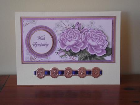 Lilac Roses with Sympathy Dl Decoupage Topper by Lady Rosemary Warboys