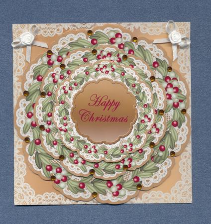 Mistletoe Gold Happy Christmas 3D Doily Card Mini Kit by Lady Rosemary Warboys