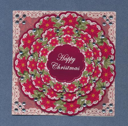 Red Poinsettia Happy Christmas 3D Doily Card Mini Kit by Lady Rosemary Warboys