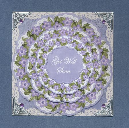 Blue Forgetmeknot Get Well Soon 3D Doily Card Mini Kit by Lady Rosemary Warboys