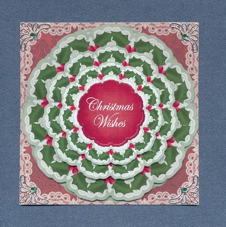 Green Holly Christmas Wishes 3D Doily Card Mini Kit by Lady Rosemary Warboys