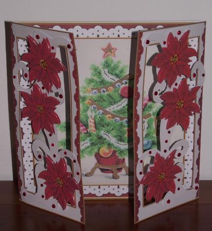 Elegant Tree Red Fancy Swirl Gatefold Card & E Kit by Lady Rosemary Warboys