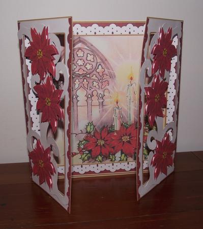Candle Window Red Fancy Swirl Gatefold Card & E Kit by Lady Rosemary Warboys