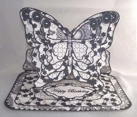 Layered Butterfly Easel - Black & White by Lady Rosemary Warboys