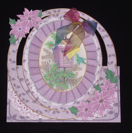 Lilac Christmas Postbox Oval Over 3D Mini Card Kit by Lady Rosemary Warboys