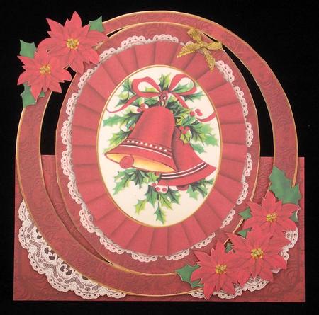 Christmas Bells Red Oval Over 3D Mini Card Kit by Lady Rosemary Warboys