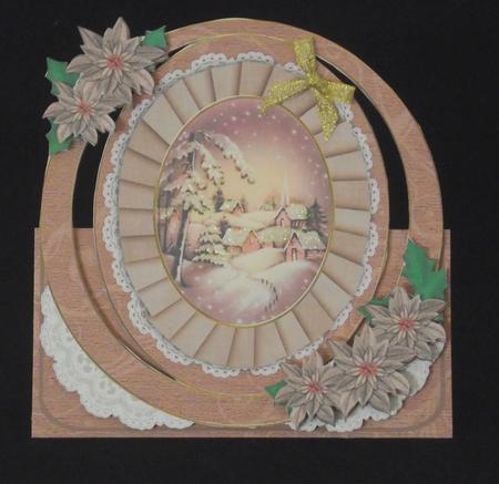 Christmas Snowy Village Oval Over 3D Mini Card Kit by Lady Rosemary Warboys