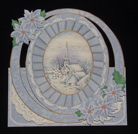 Blue Village Church Oval Over 3D Mini Card Kit by Lady Rosemary Warboys