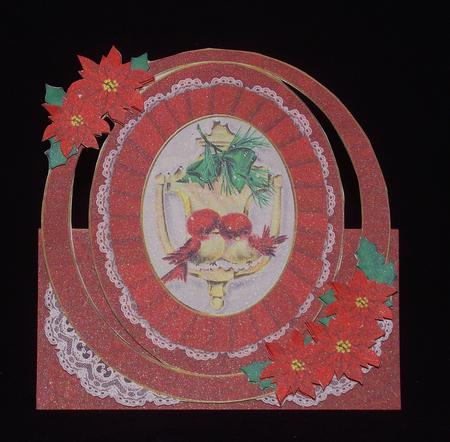 Christmas Lovebirds Oval Over 3D Mini Card Kit by Lady Rosemary Warboys
