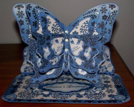 Layered Butterfly Easel - Blue & Black Snowflakes by Lady Rosemary Warboys