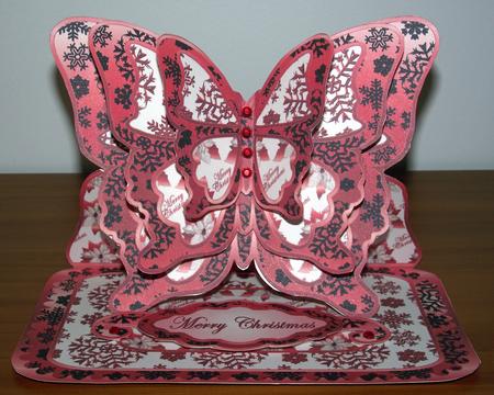 Layered Butterfly Easel - Red and Black Snowflakes by Lady Rosemary Warboys