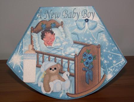 Sleeping Baby Boy in Crib Rocker Card by Lady Rosemary Warboys