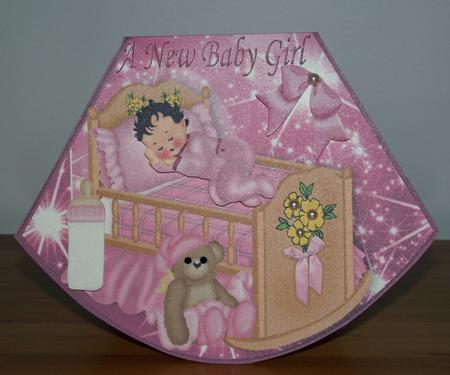 Sleeping Baby Girl in Crib Rocker Card by Lady Rosemary Warboys