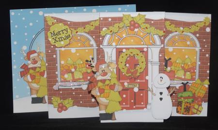 3D Xmas Rudolph Up Front Card Decoupage by Lady Rosemary Warboys