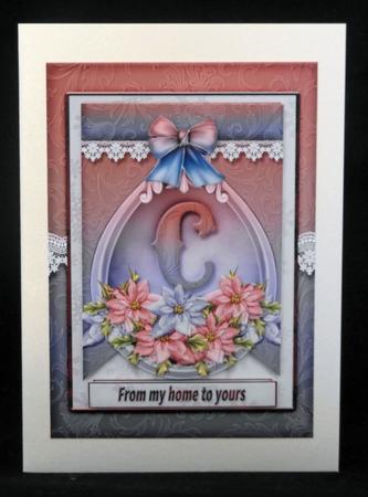 A5 Card Christmas Pink-lilac Poinsettia by Lady Rosemary Warboys
