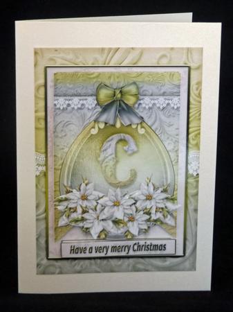 A5 Card Christmas White Poinsettia by Lady Rosemary Warboys