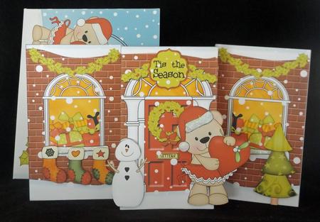 3D Christmas Livvy Bear's Heart Up Front Card Decoupage by Lady Rosemary Warboys