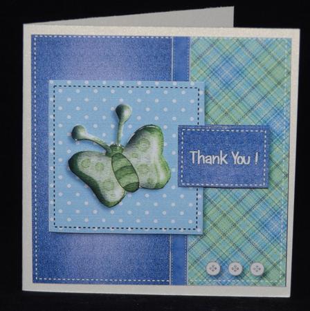 Green Butterfly Thank You Card by Lady Rosemary Warboys