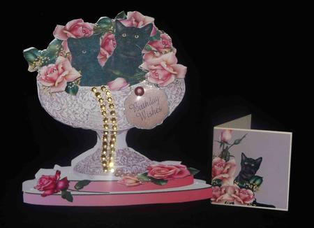 Black Cats and Silver Shaped Card Plus Gift Card by Lady Rosemary Warboys