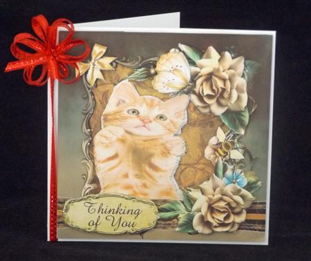 Cute Kitten 2 Topper and Bonus Gift Card by Lady Rosemary Warboys