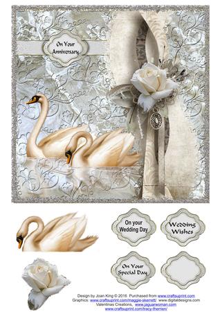 Set of 6 Wedding Themed Textured Mats #3 by Lady Rosemary Warboys