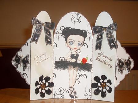 Sweet Little Ballerina in Black Tu Tu, Trifold by JOANNA HOGGER