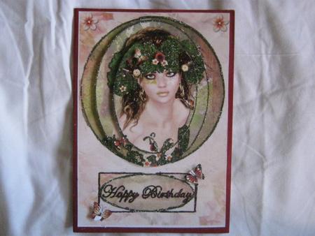 Lady Spirit of the Flowers Birthday Card Front and Pyramid by JOANNA HOGGER