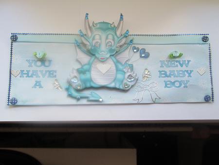 Little Dragon Baby Boy Over the Top Large Card by JOANNA HOGGER