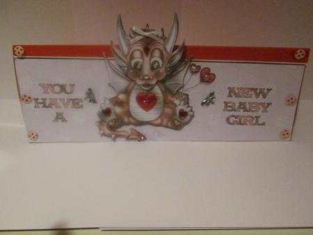 Little Dragon Baby Girl Over the Top Large Card by JOANNA HOGGER