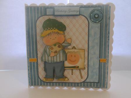 Little Artist Card Front with Topper and Decoupage by JOANNA HOGGER