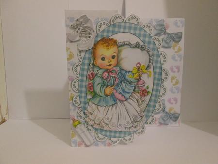 Vintage Baby Girl, in Gingham Frame with Bows by JOANNA HOGGER
