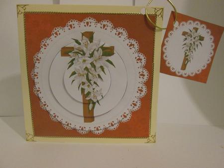 Easter Lily Wooden Cross Circle Pyramid by JOANNA HOGGER