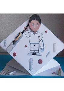 Decoupage Cricketer with a Wobbly Head by Joanna Swinton