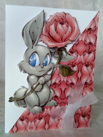 Beautiful Bunny with a Rose by Joanna Swinton