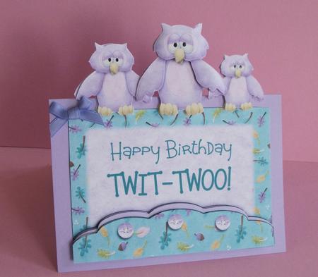 Happy Birthday Twit-twoo! - Over the Edge Card Front by Joanne Brangham