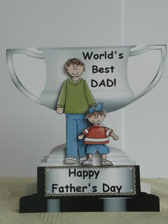 World's Best Dad Trophy - Birthday Card from Son by Joanne Brangham