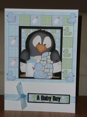 Baby Penguin Pingu Boy Decoupage Design by Joanne Brangham