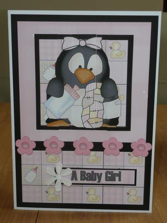 Baby Penguin Pingu Girl Stacker Card by Joanne Brangham
