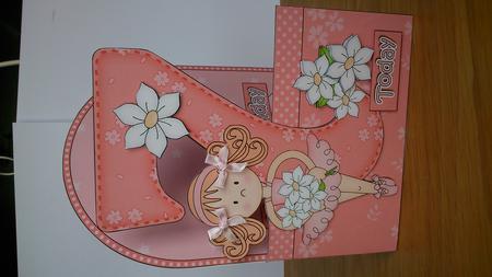 3D 7th Birthday Ballerina Shaped Front Card with Decoupage by Joanne Brangham