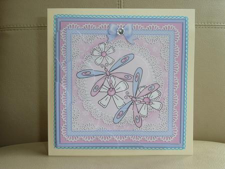 Dreamy Dragonflies Shell Edged Corner Side Stacker by Joanne Brangham
