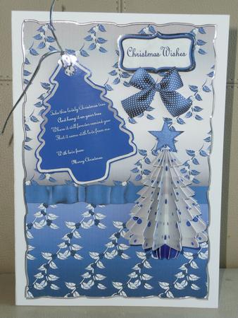 3D Christmas Tree Decoration in Blue and White A4 Card Kit by Joanne Brangham