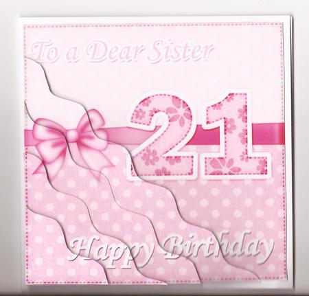 21st Birthday Sister Felties Wavy Corner Side Stacker Topper by Joanne Jarvis