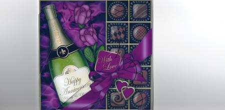 Anniversary Champers Chocs N Roses Fan Pyramage Topper by Joanne Jarvis