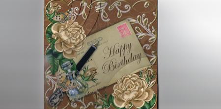 Coffee Roses Happy Birthday 6in Duo Corner Stacker by Joanne Jarvis