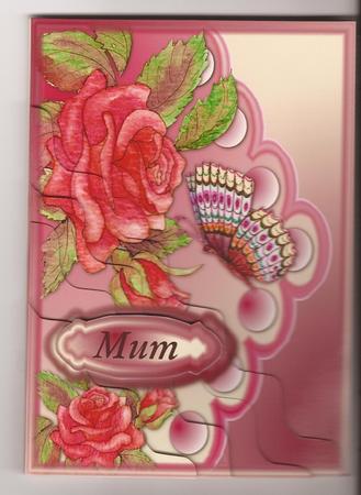 Red Roses & Butterfly Mum Mom Mam Wavy Corner Stacker Topper by Joanne Jarvis