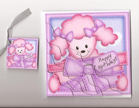 Bon Bon the Poodle's Present Wavy Corner Side Stacker Topper by Joanne Jarvis