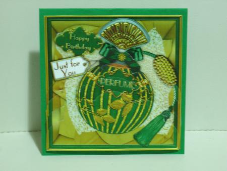 Emerald Happy Birthday Perfume 5in Scallop Bottom Stacker by Joanne Kelly